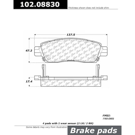 Centric Parts CTEK Brake Pads, 102.08830 102.08830